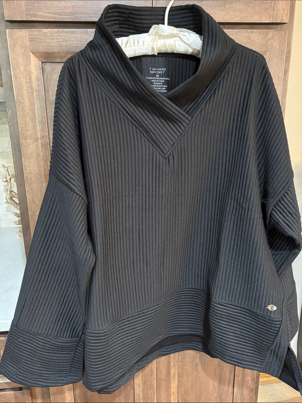 Tahari Sport Ribbed Knit Pullover Black Womenβs Size 3X